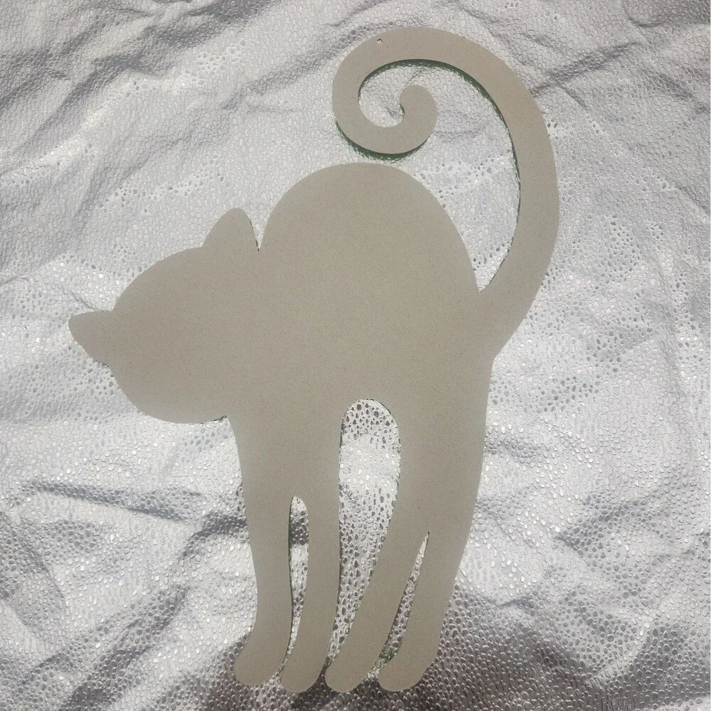Die Cut Ghost & Cat Cartoon Neon Green Halloween Decoration Beistle Co 70s VTG